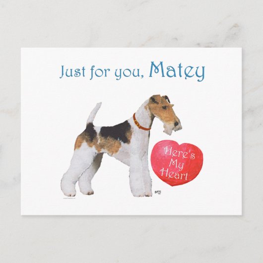 Draad Fox Terrier Valentine Feestdagenkaart (Voorkant)