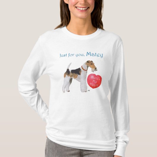 Draad Fox Terrier Valentine T-shirt (Voorkant)