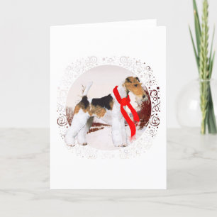 Draad Fox Terrier Winter Feestdagen Kaart