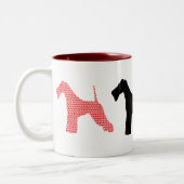 Draad Fox Terriers silhouettes / schaduwen Tweekleurige Koffiemok (Links)