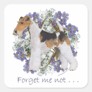 Draad Foxterriër Vergeet-mij-nietje Vierkante Sticker