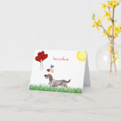 Draad Haar Dachshund Valentijn Kaart (Gele Bloem)