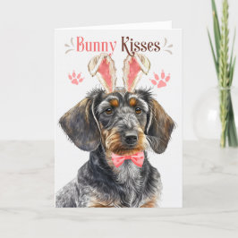 Draad Haired Dachshund Hond in Bunny Ears voor Pas Feestdagen Kaart