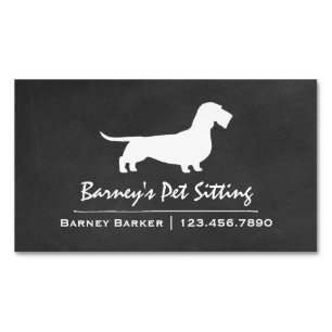 Draad Haired Dachshund Silhouet Chalkboard Stijl Magnetisch Visitekaartje