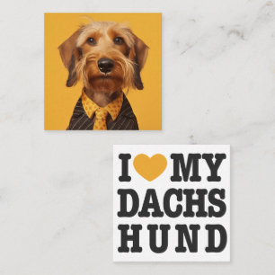 Draad haired dachshung op geel vierkante visitekaartje