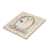 Draad in haren gepaarde vogel lange dog tegeltje (Zijkant)