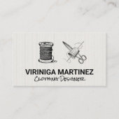 Draad Naald Stof Schaar & Vingerhoed Visitekaartje (Voorkant)