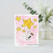 Draad vezel doodsbang op een ster briefkaart (Staand voorkant)