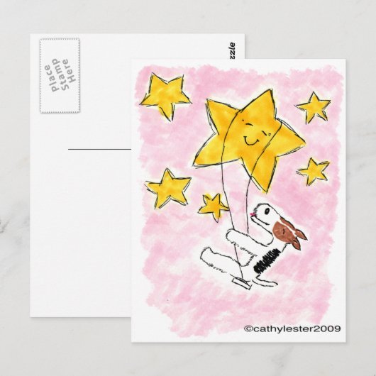 Draad vezel doodsbang op een ster briefkaart (Voorkant / Achterkant)