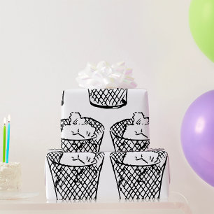 Draadgaas afvalemmer Zwart en Wit Afval Cadeaupapier