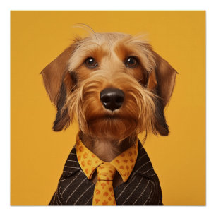 Draadhaar Dachshung geel Perfect Poster