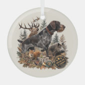 Draadhaarige Duitse Staande Hond Glas Ornament (Voorkant)