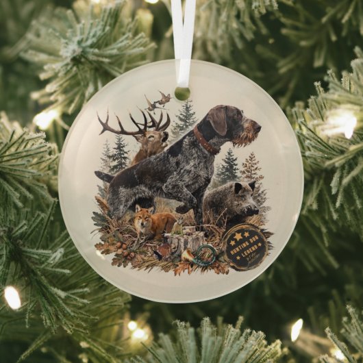 Draadhaarige Duitse Staande Hond Glas Ornament (Insitu)