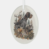 Draadhaarige Duitse Staande Hond Glas Ornament (Voorkant links)