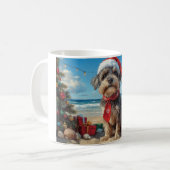 Draadharende Griffon Hond Kerstmis Strand Koffiemok (Voorkant links)