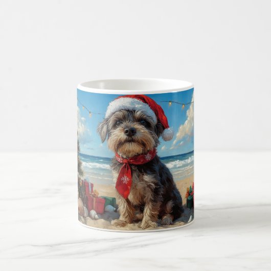 Draadharende Griffon Hond Kerstmis Strand Koffiemok (Center)