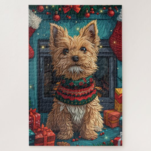 Draadharende Griffon met Kerstcadeaus Legpuzzel (Verticaal)