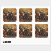 Draadharende Griffon Puppy Herfst Vierkante Sticker (Vel)