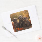 Draadharende Griffon Puppy Herfst Vierkante Sticker (Envelop)