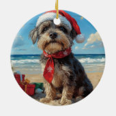 Draadharende Pointing Griffon Hond Kerstmis Strand Keramisch Ornament (Achterkant)