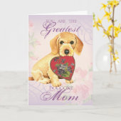 Draadharige Dachshund Hart Moeder Kaart (Gele Bloem)