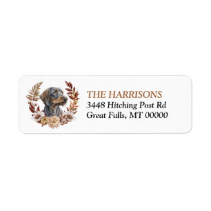 Draadharige Dachshund hond herfstkrans Etiket