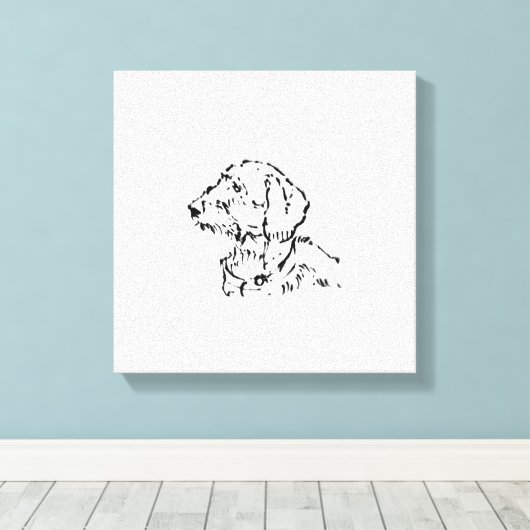 Draadharige Dachshund-hondeneigenaar Canvas Afdruk (Insitu (Houten vloer))