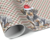 Draadharige Dachshund Kerstmis Schotland geruit Cadeaupapier (Rol Hoek)