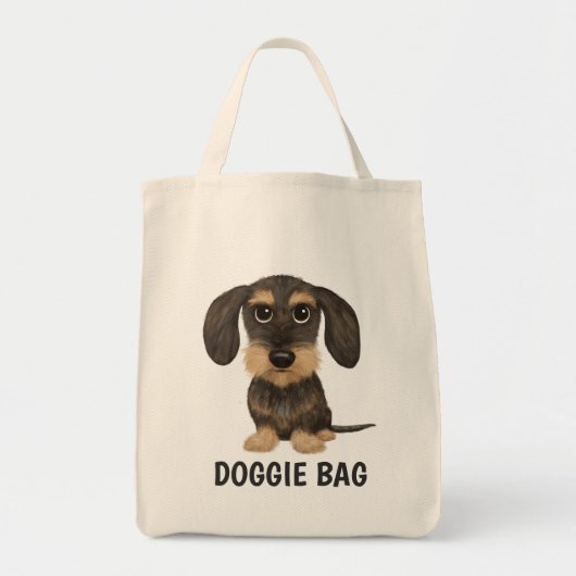 Draadharige Dachshund | Schattige Cartoon Teckel Tote Bag (Voorkant)