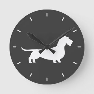 Draadharige Dachshund Silhouet Ronde Klok
