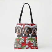 Draadharige Daschund Kersttas Tote Bag (Voorkant)