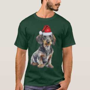 Draadharige dashond liefhebber grappig kerst hond t-shirt