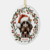 Draadharige Duitse Pointer Keramische Cirkel Ornam Keramisch Ornament (Rechts)
