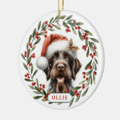 Draadharige Duitse Pointer Keramische Cirkel Ornam Keramisch Ornament (Links)
