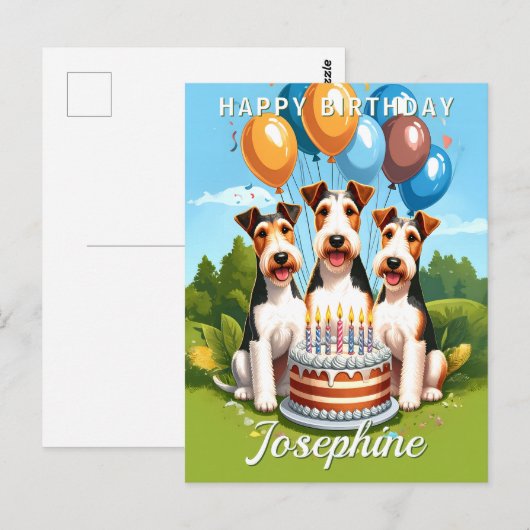 Draadharige Foxterriërs Verjaardag Briefkaart (Voorkant / Achterkant)