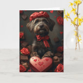 Draadharige Griffon Harten Valentijnsdag Kaart (Gele Bloem)