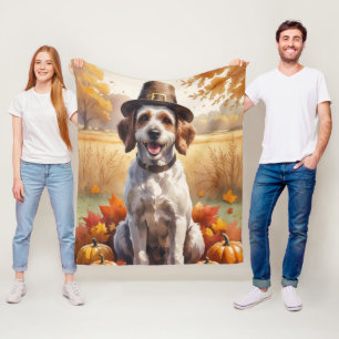 Draadharige Griffon herfstbladeren Fleece Deken