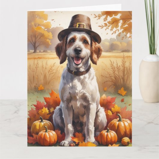 Draadharige Griffon Herfstbladeren Kaart (Voorkant)