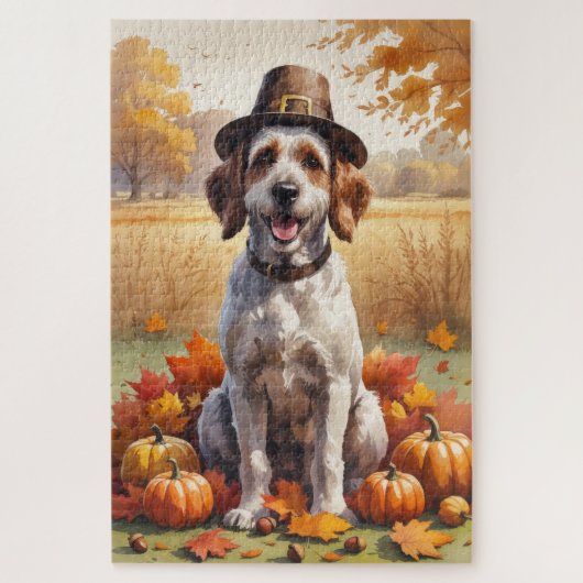 Draadharige Griffon herfstbladeren Legpuzzel (Verticaal)