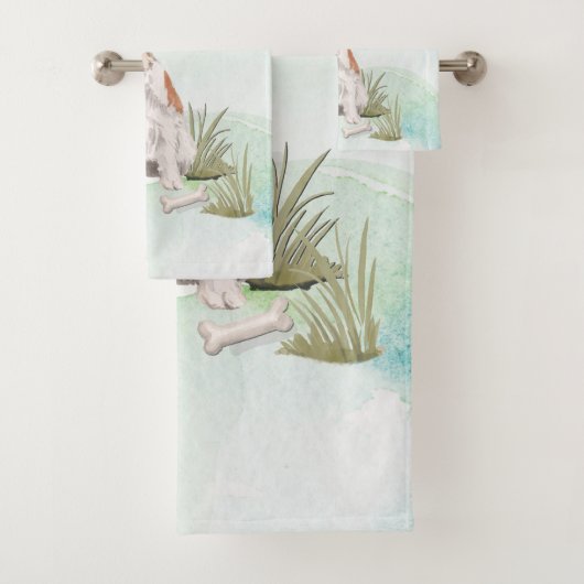 Draadharige Jack Russell Huisdier Hond Aangepaste Bad Handdoek (Insitu)