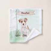Draadharige Jack Russell Huisdier Hond Aangepaste Bad Handdoek (Wasdoekje)