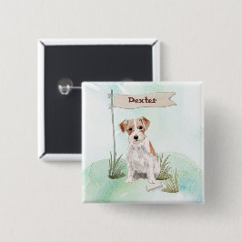 Draadharige Jack Russell Huisdier Hond Aangepaste  Vierkante Button 5,1 Cm