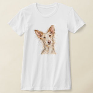 Draadharige Podenco Handgetekende Hond Vrouw T-shi T-shirt