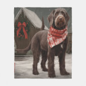 Draadharige Pointer in Kerstsneeuw Fleece Deken (Voorkant)