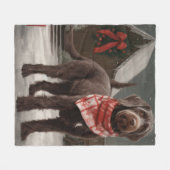Draadharige Pointer in Kerstsneeuw Fleece Deken (Voorkant (Horizontaal))