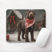 Draadharige Pointer in Kerstsneeuw Muismat (Met muis)
