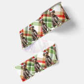 Draadharige Pointer Kerstmis Plaid Grappige Hond K Grosgrain Lint (Achterkant)
