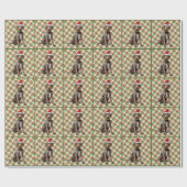 Draadharige Pointerhond Kerstmis Plaid Cadeaupapier (Vlak)