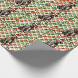 Draadharige Pointerhond Kerstmis Plaid Cadeaupapier