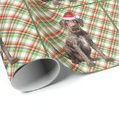 Draadharige Pointerhond Kerstmis Plaid Cadeaupapier (Rol Hoek)